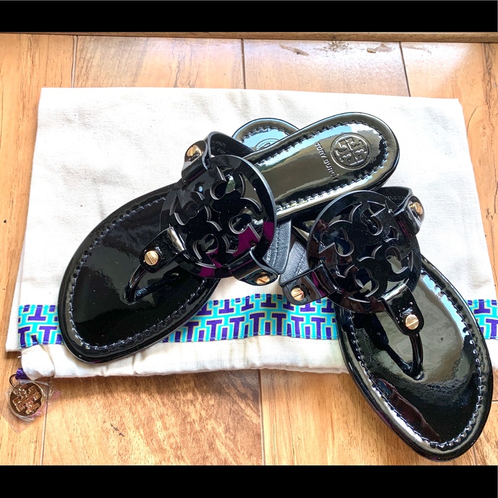 Tory Burch Miller Sandals Black patent leather 6.5